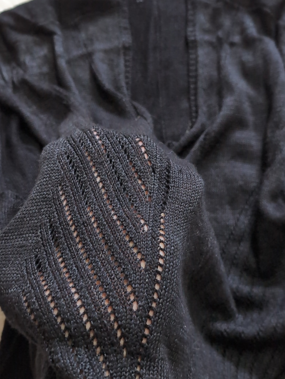 Saks Fifth Black Knit Tassel Poncho Oversized Fall Layering Sweater M/L - Picture 3 of 11